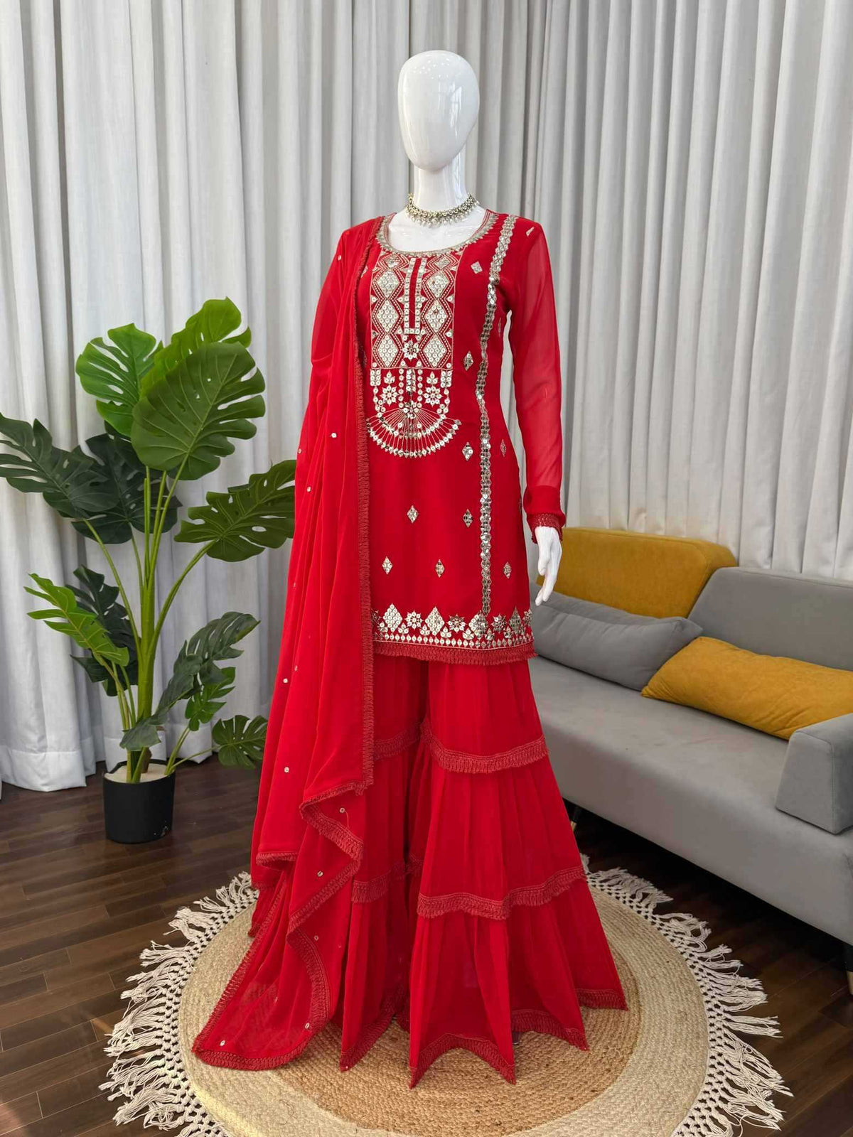 Faux Georgette Sharara Salwar Suit 1572