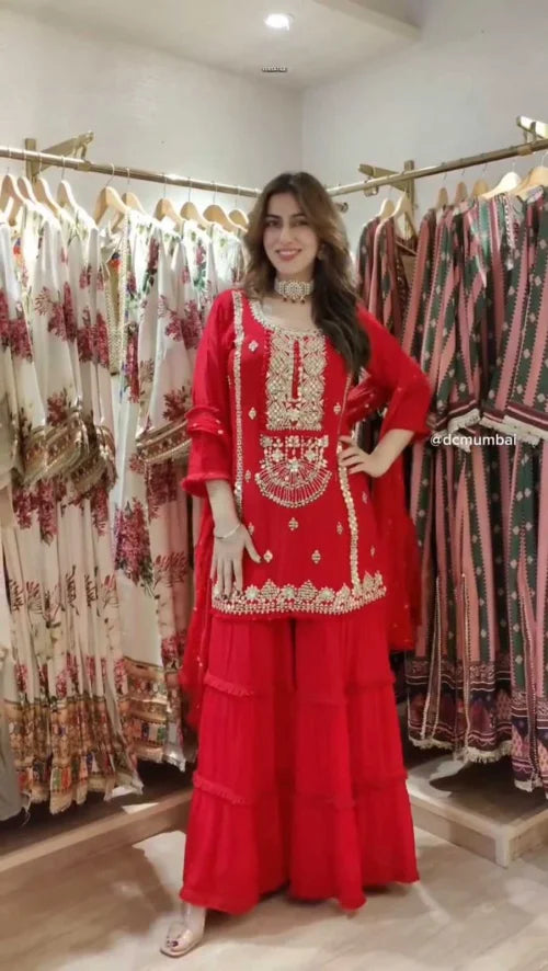 Faux Georgette Sharara Salwar Suit 1572