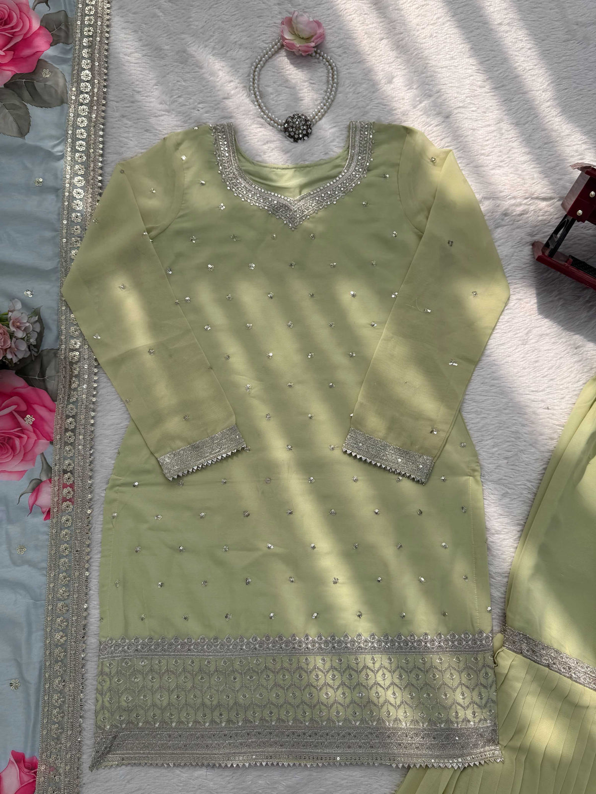 Faux Georgette Sharara Salwar Suit 1584