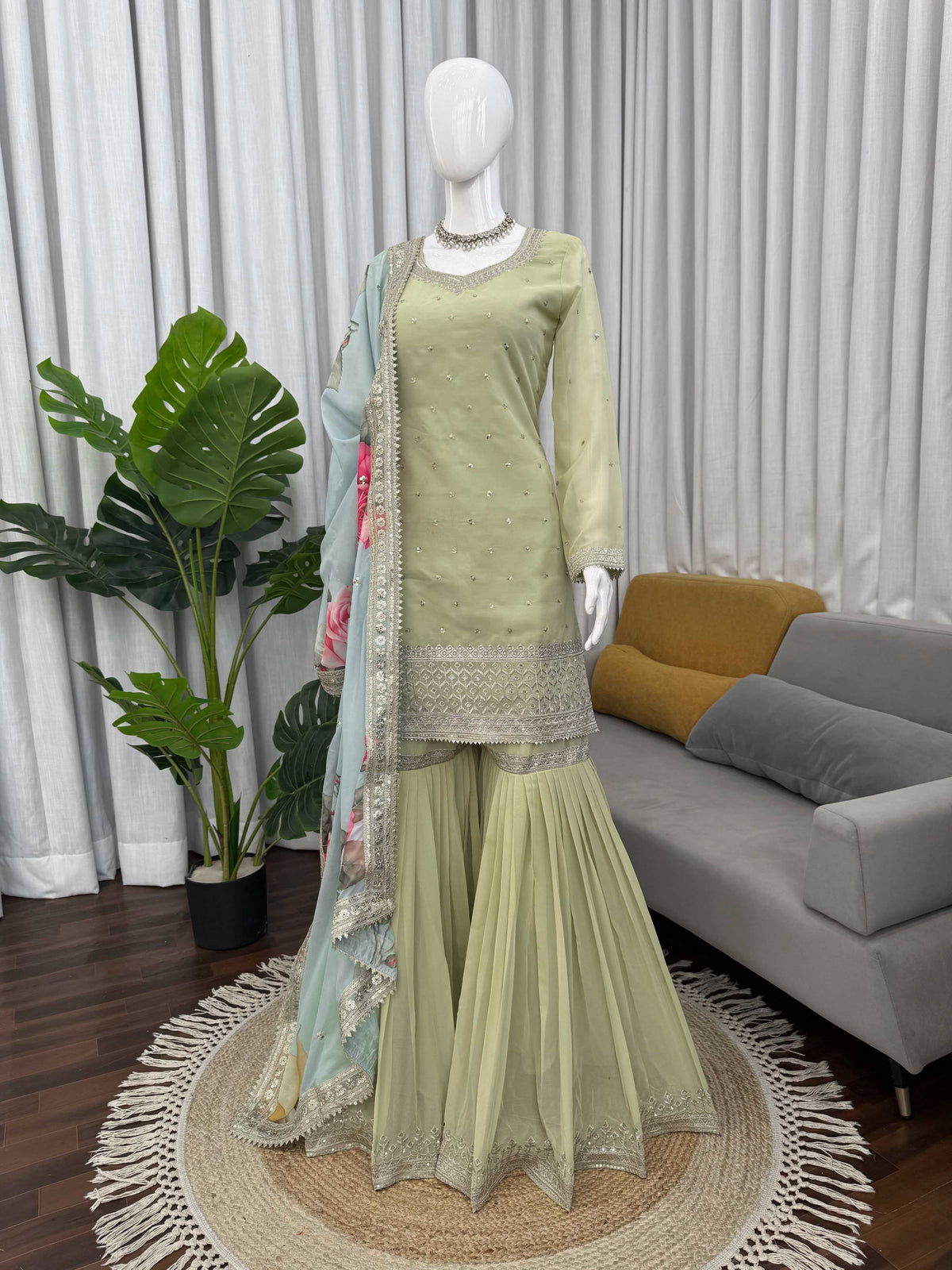 Faux Georgette Sharara Salwar Suit 1584