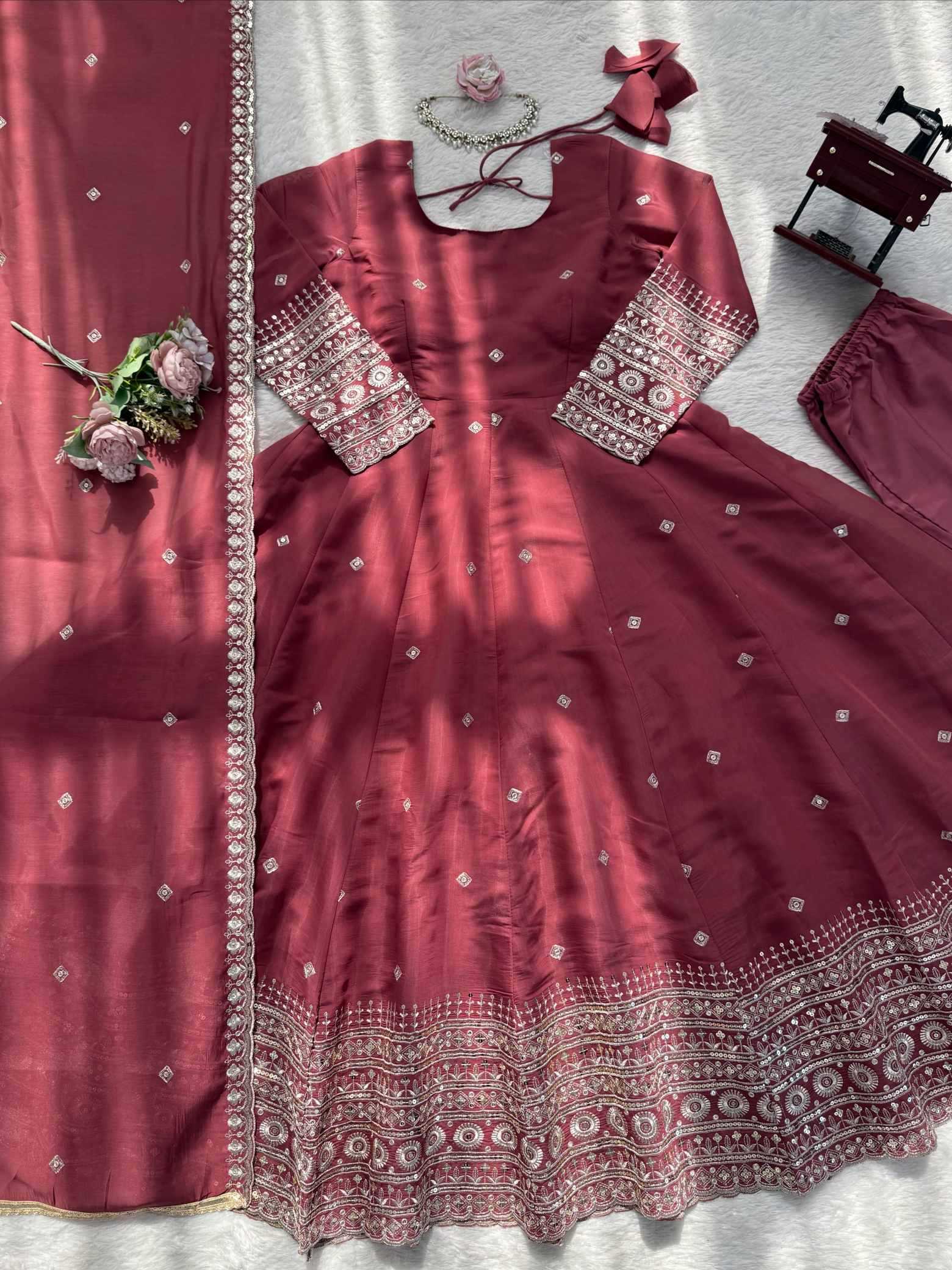Chanderi Silk Designer Gown