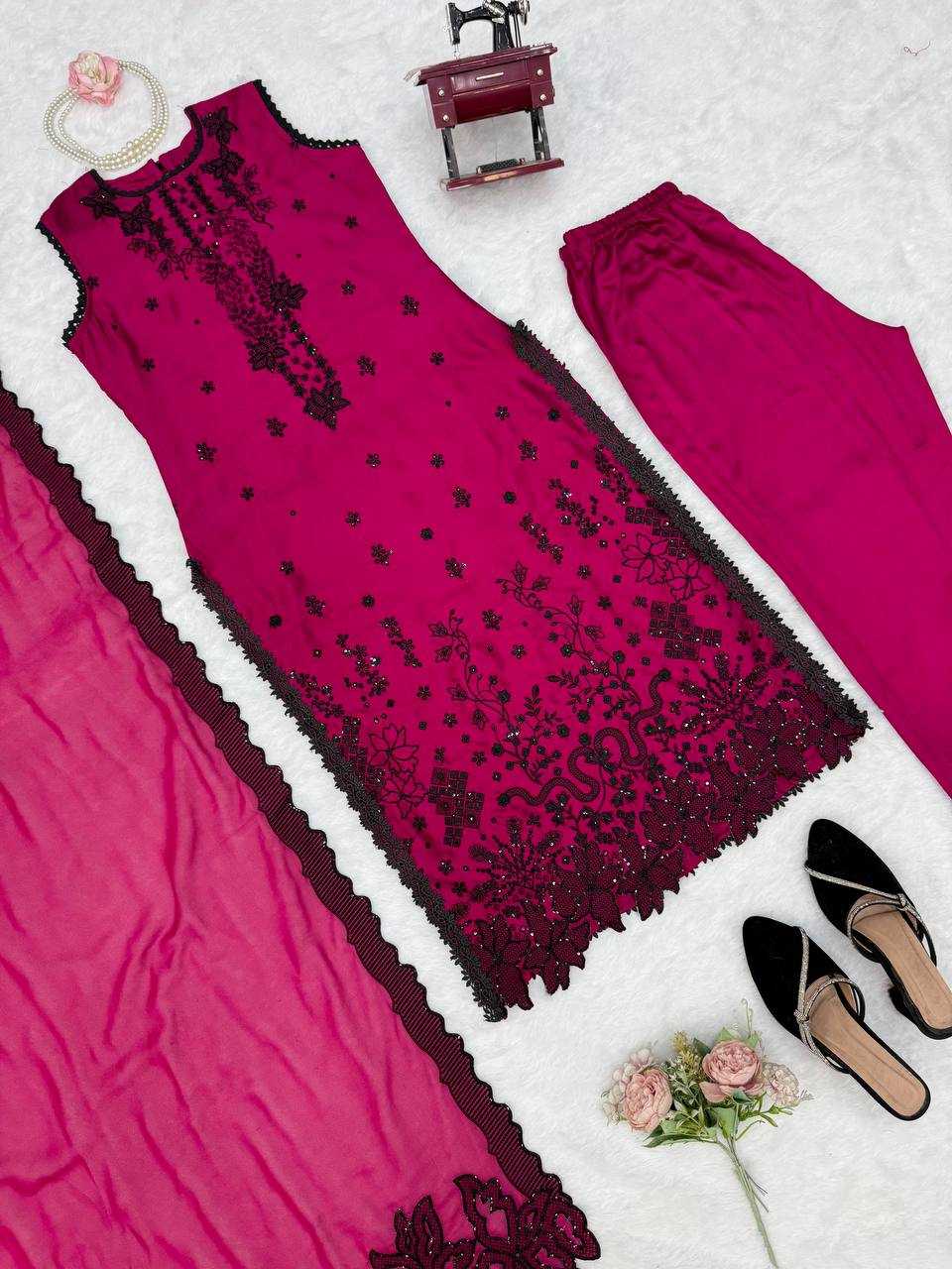 Premium Roman Silk Ladies Suit