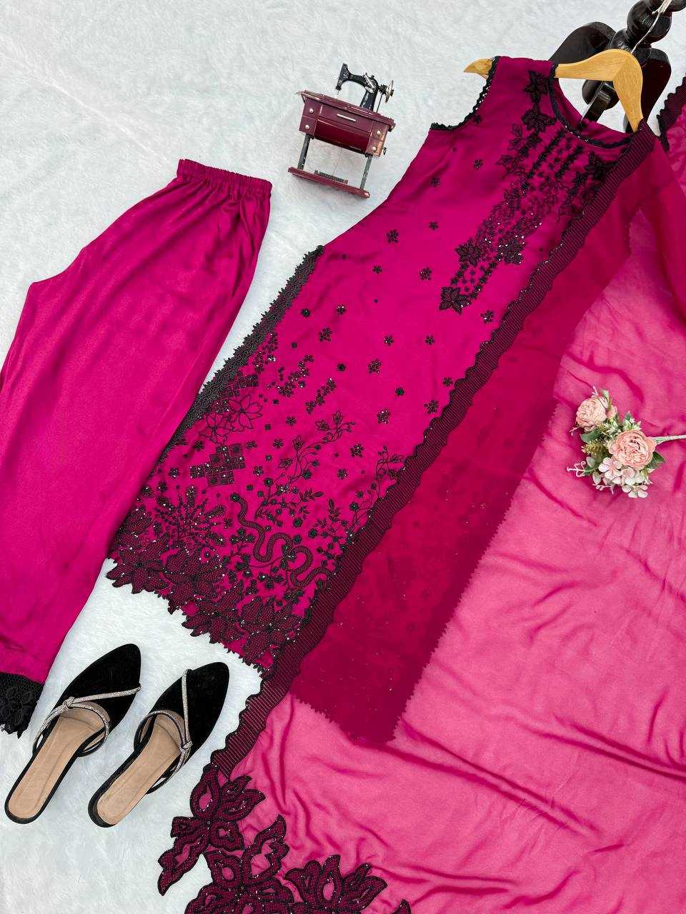 Premium Roman Silk Ladies Suit