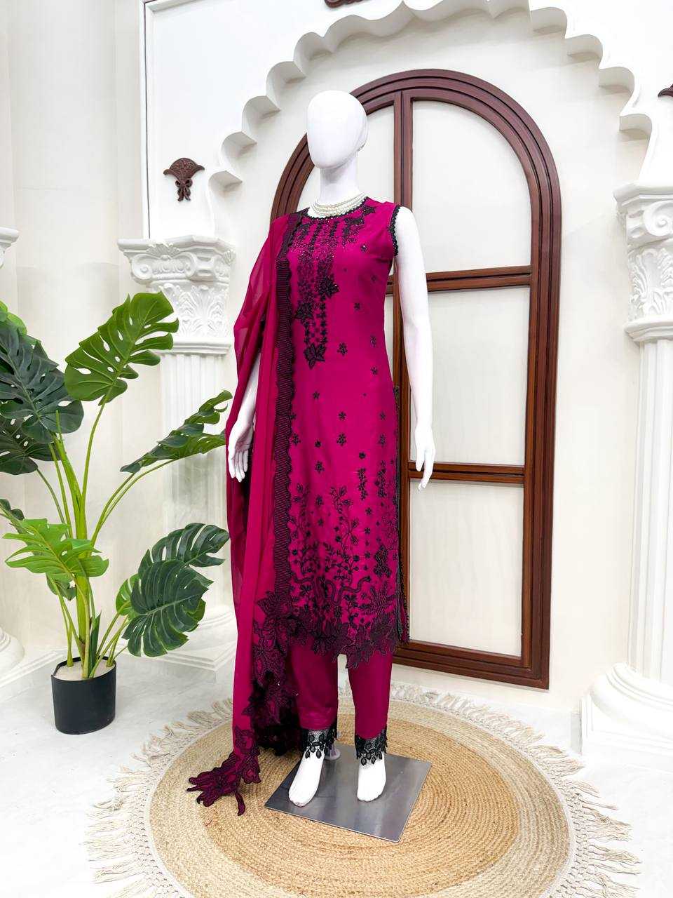Premium Roman Silk Ladies Suit