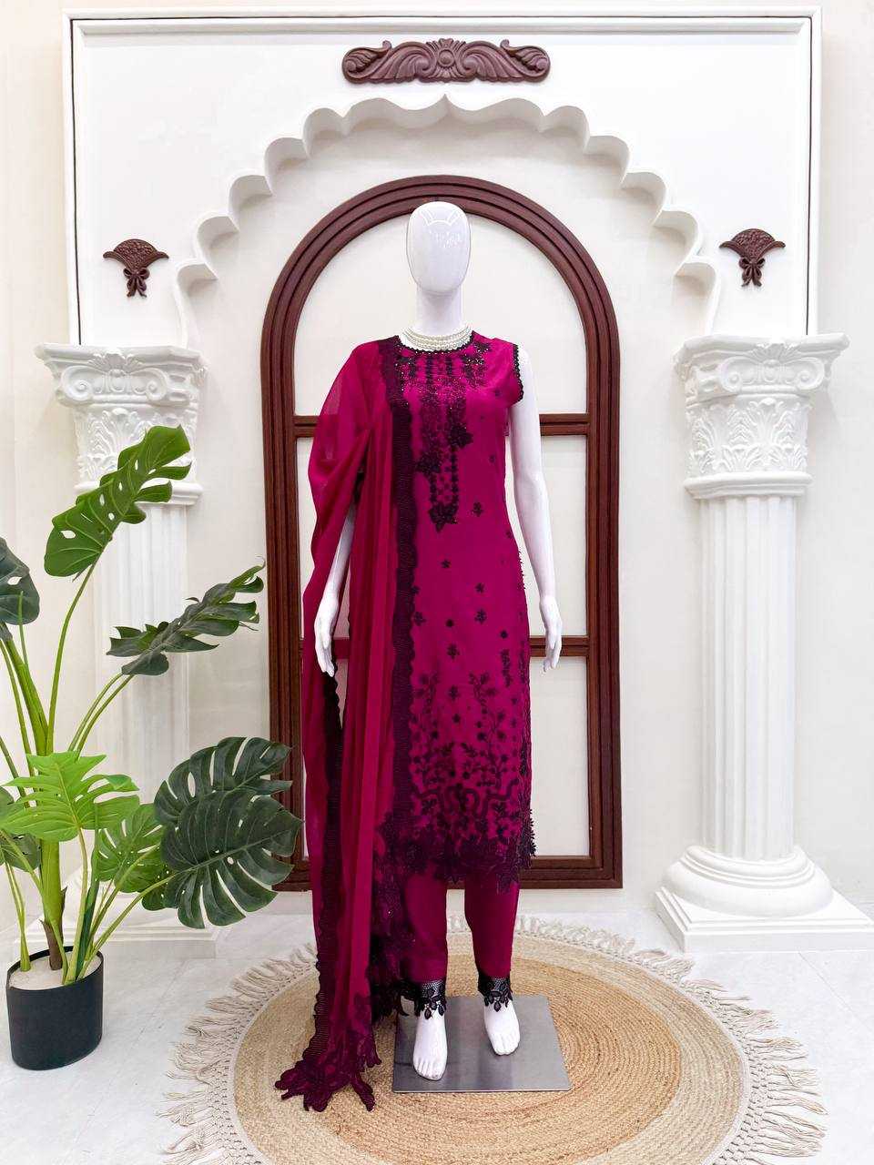 Premium Roman Silk Ladies Suit