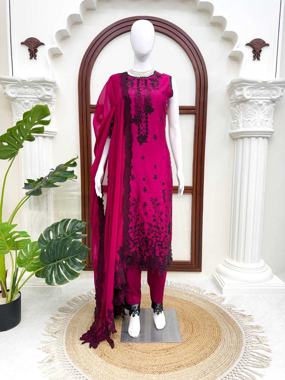 Premium Roman Silk Ladies Suit