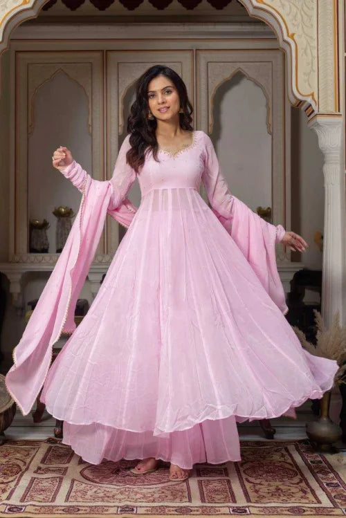 Faux Georgette Fancy Gown