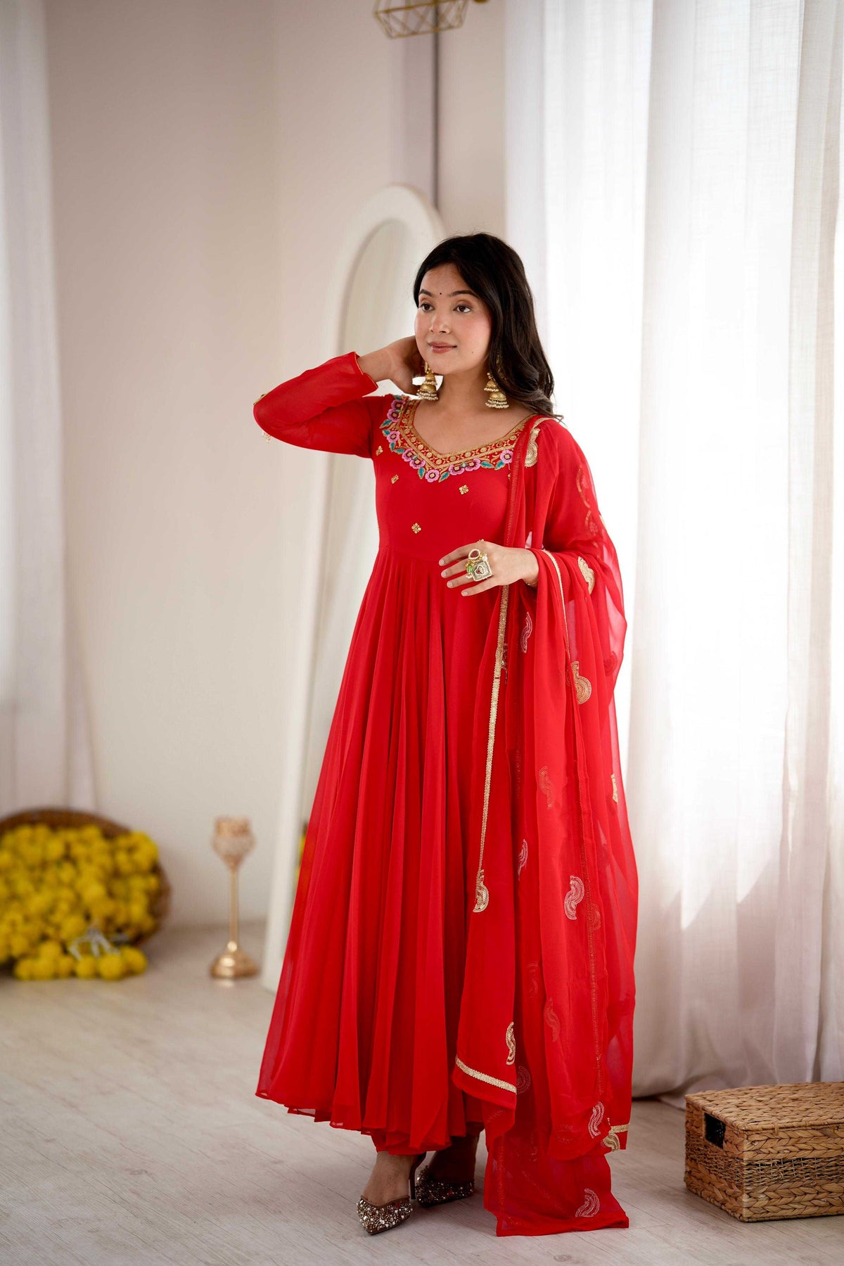 Faux Georgette Embroidery Gown 5363