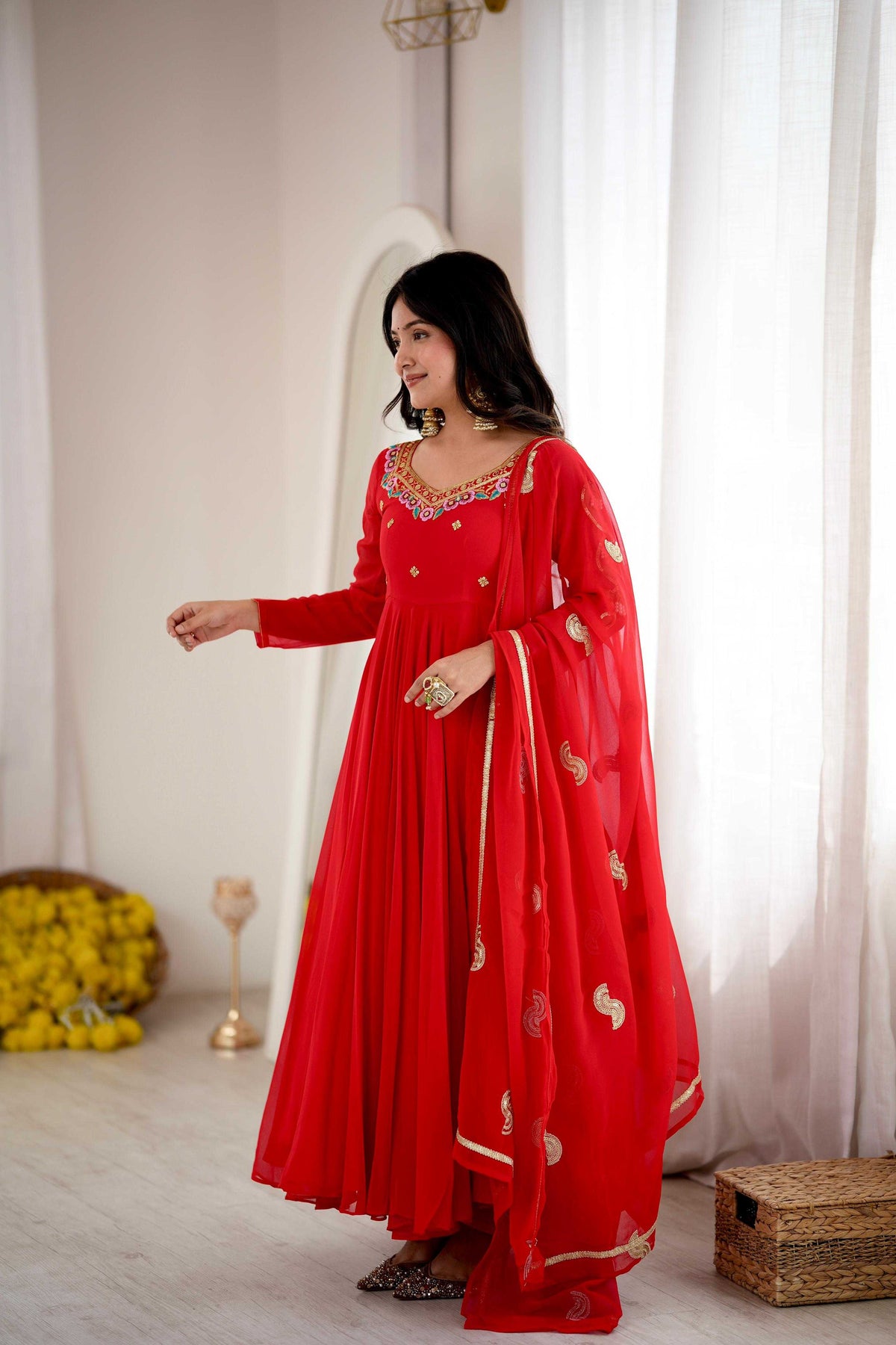 Faux Georgette Embroidery Gown 5363