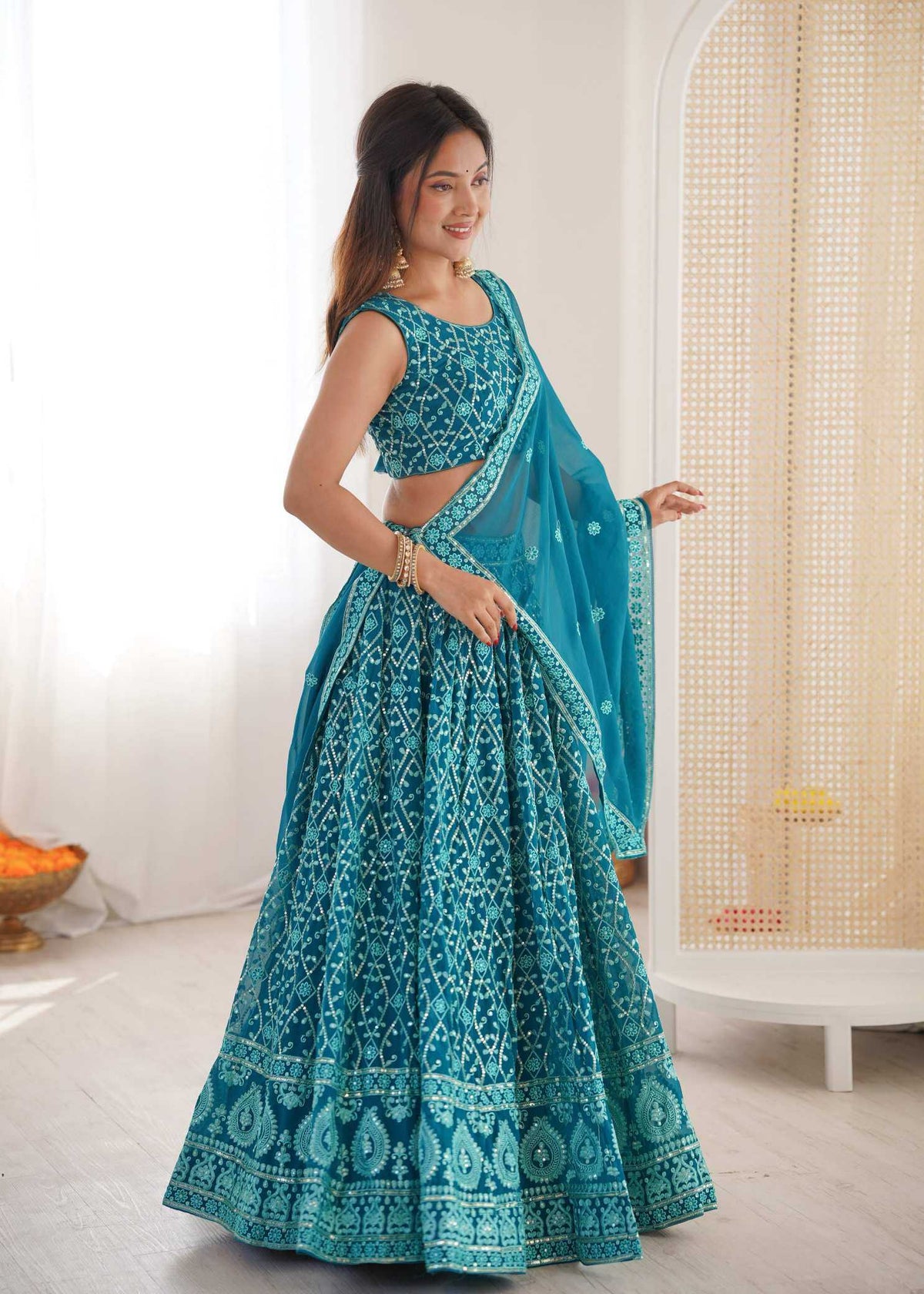 Faux Georgette Embroidered Lehenga 60