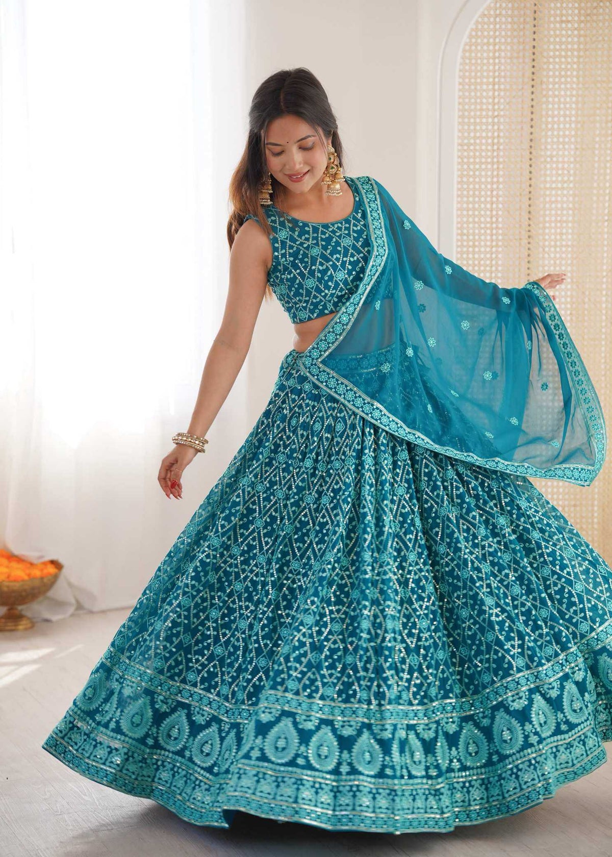 Faux Georgette Embroidered Lehenga 60