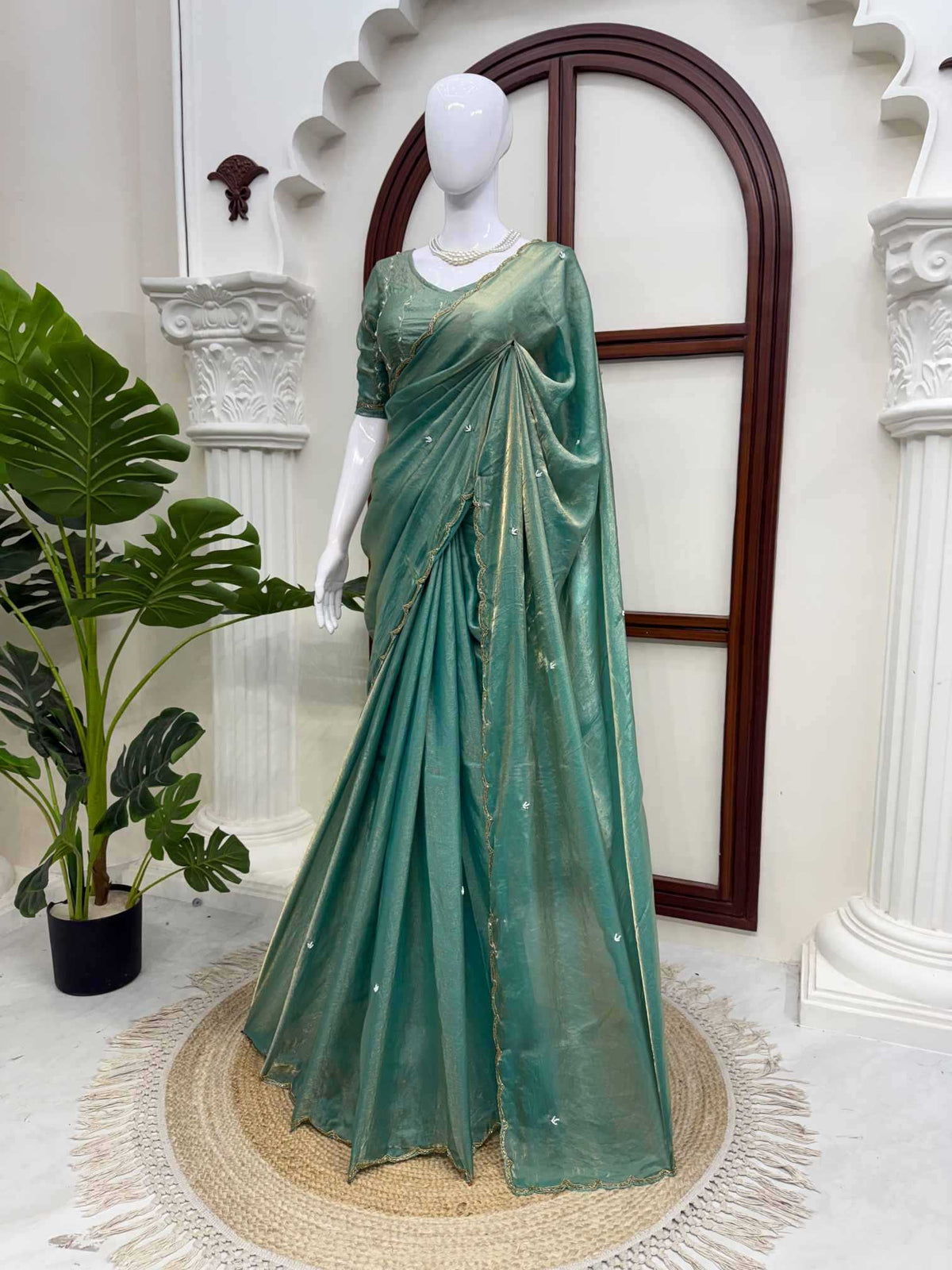 Silk Party Wear Saree in Sky