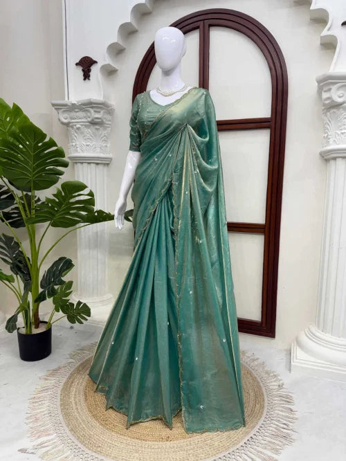 Silk Party Wear Saree in Sky
