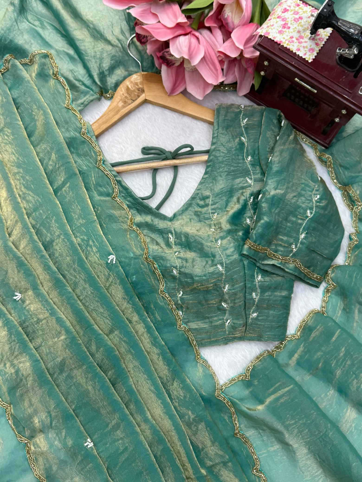 Silk Party Wear Saree in Sky