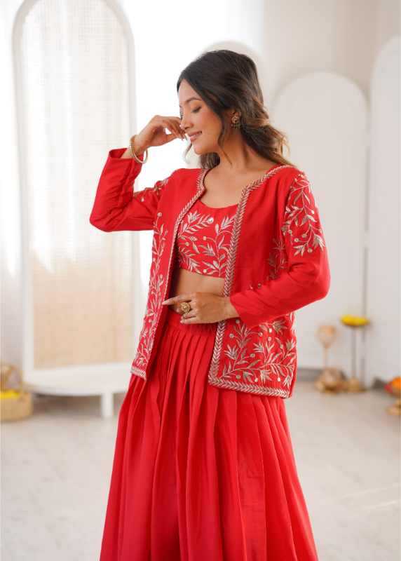 Chinon Silk Embroidered Lehenga