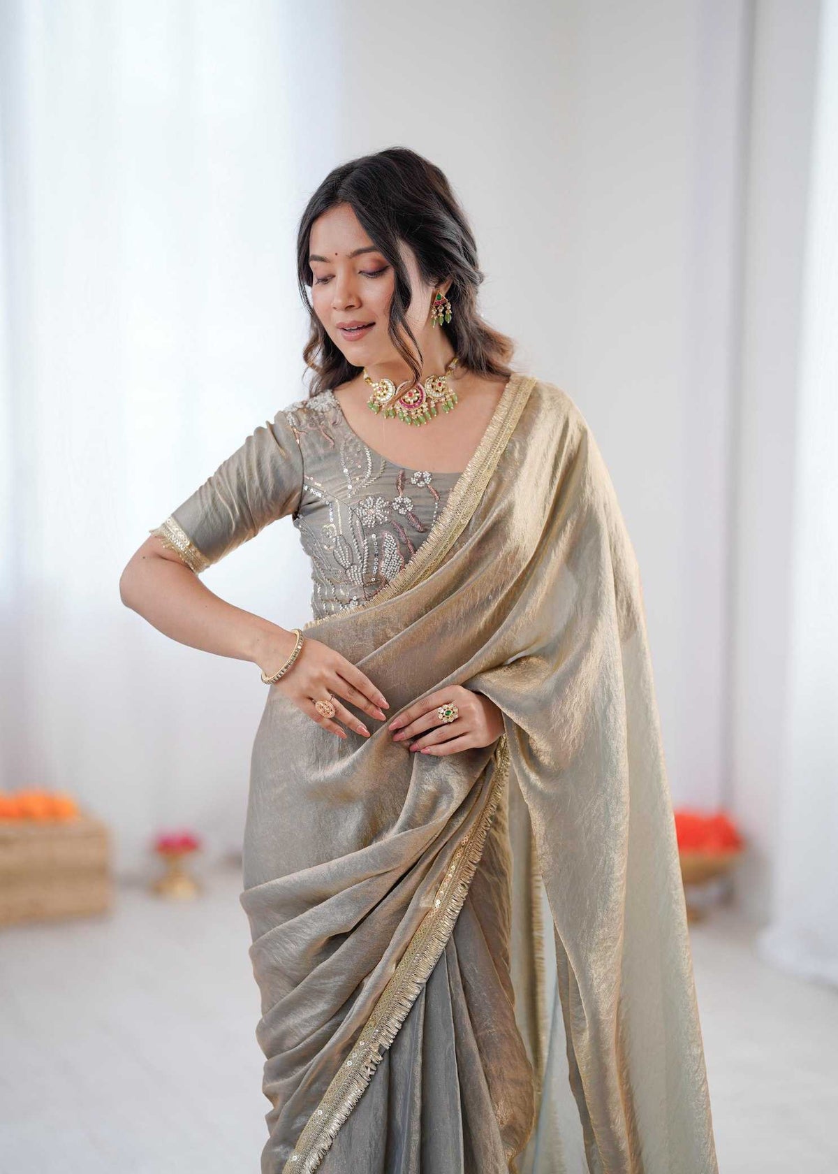 Heavy Silk Ready To Wear Saree