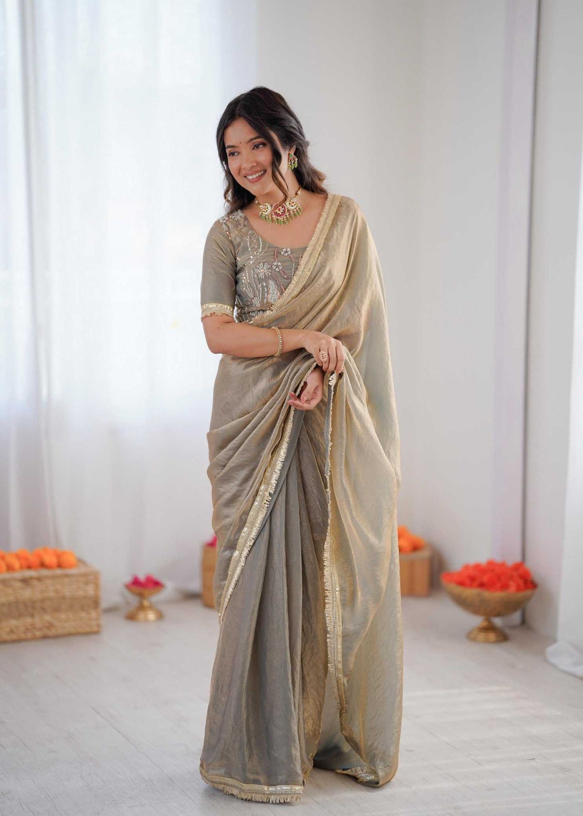 Heavy Silk Ready To Wear Saree