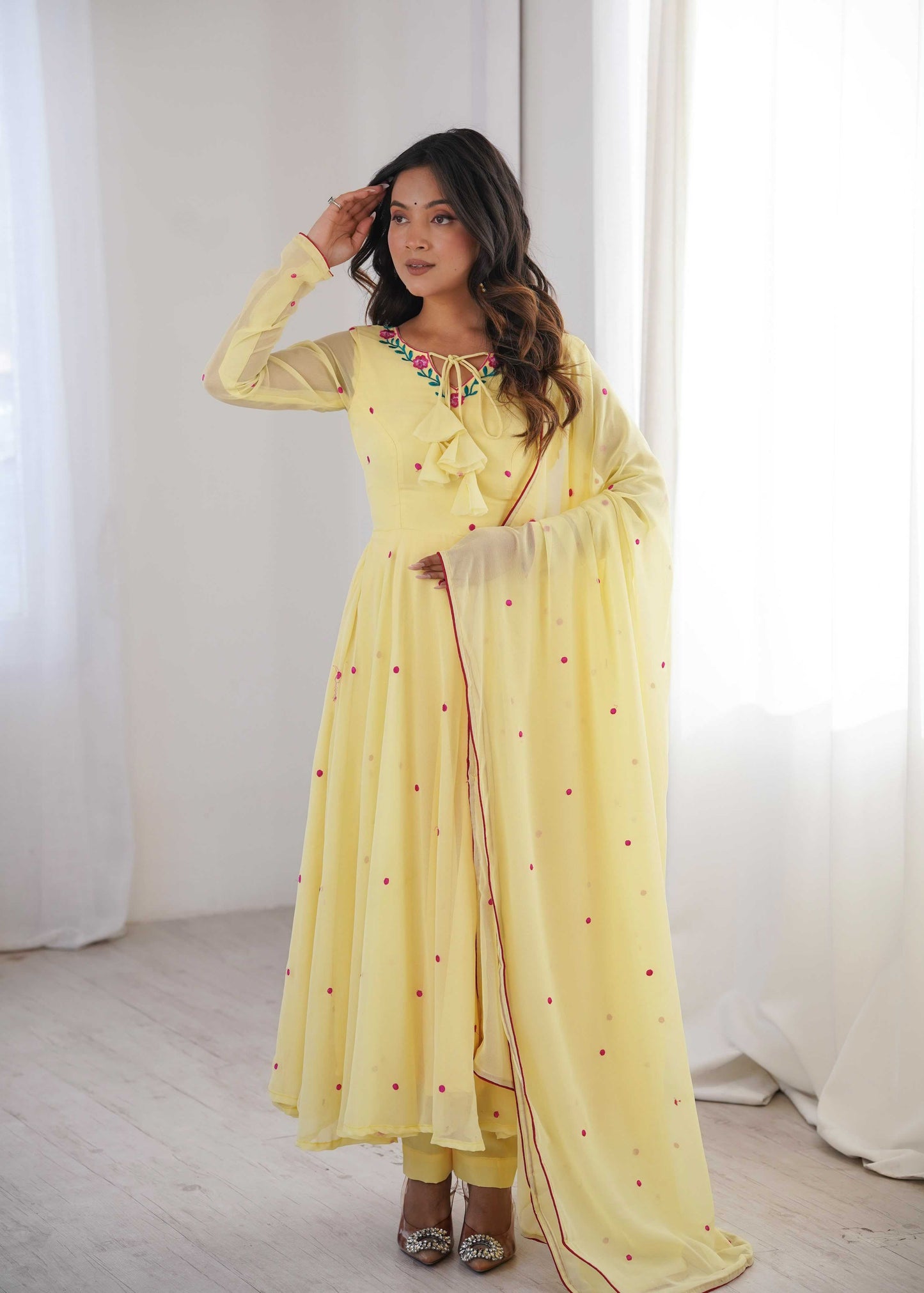 Faux Georgette Embroidery Gown