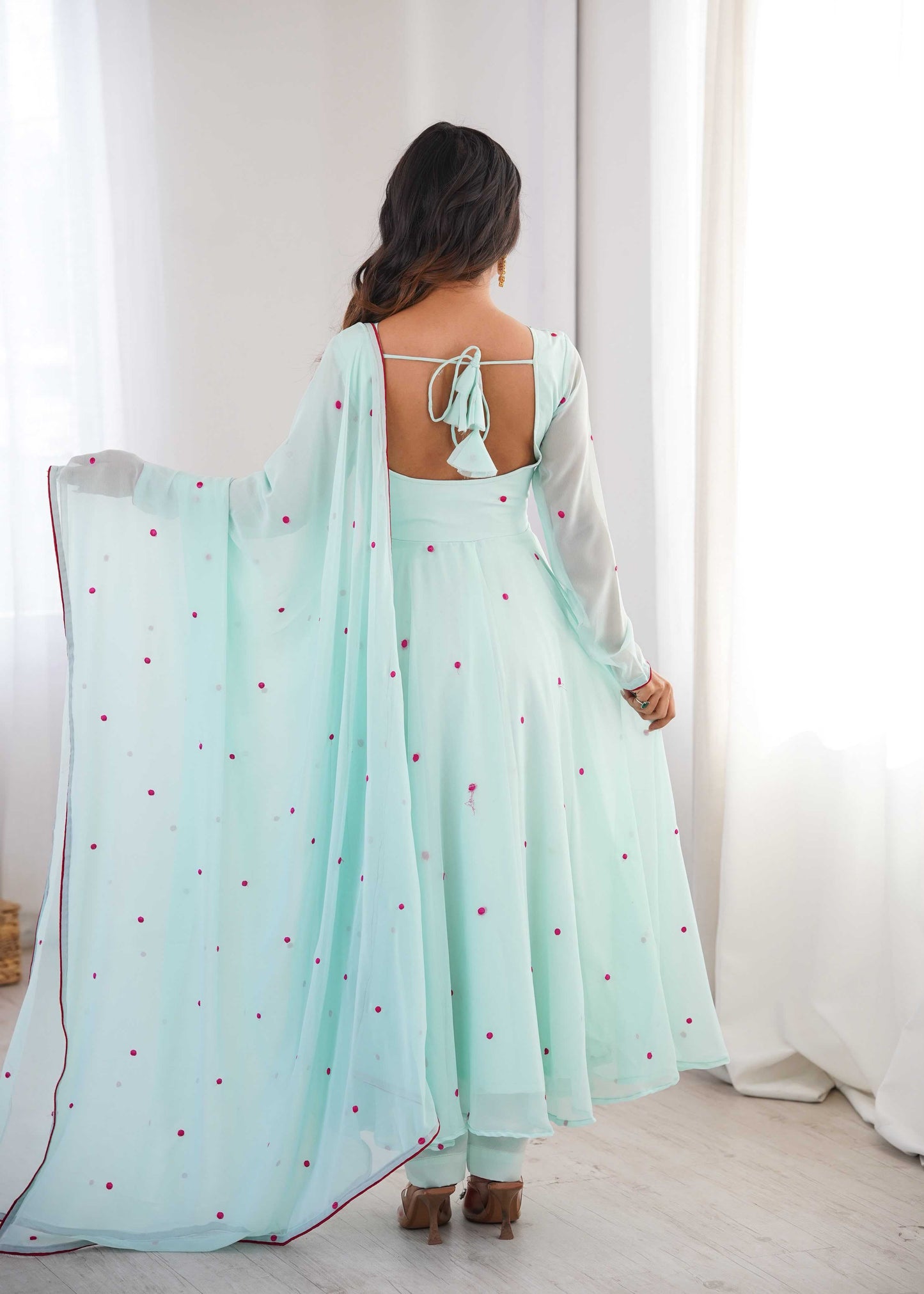 Faux Georgette Embroidery Gown