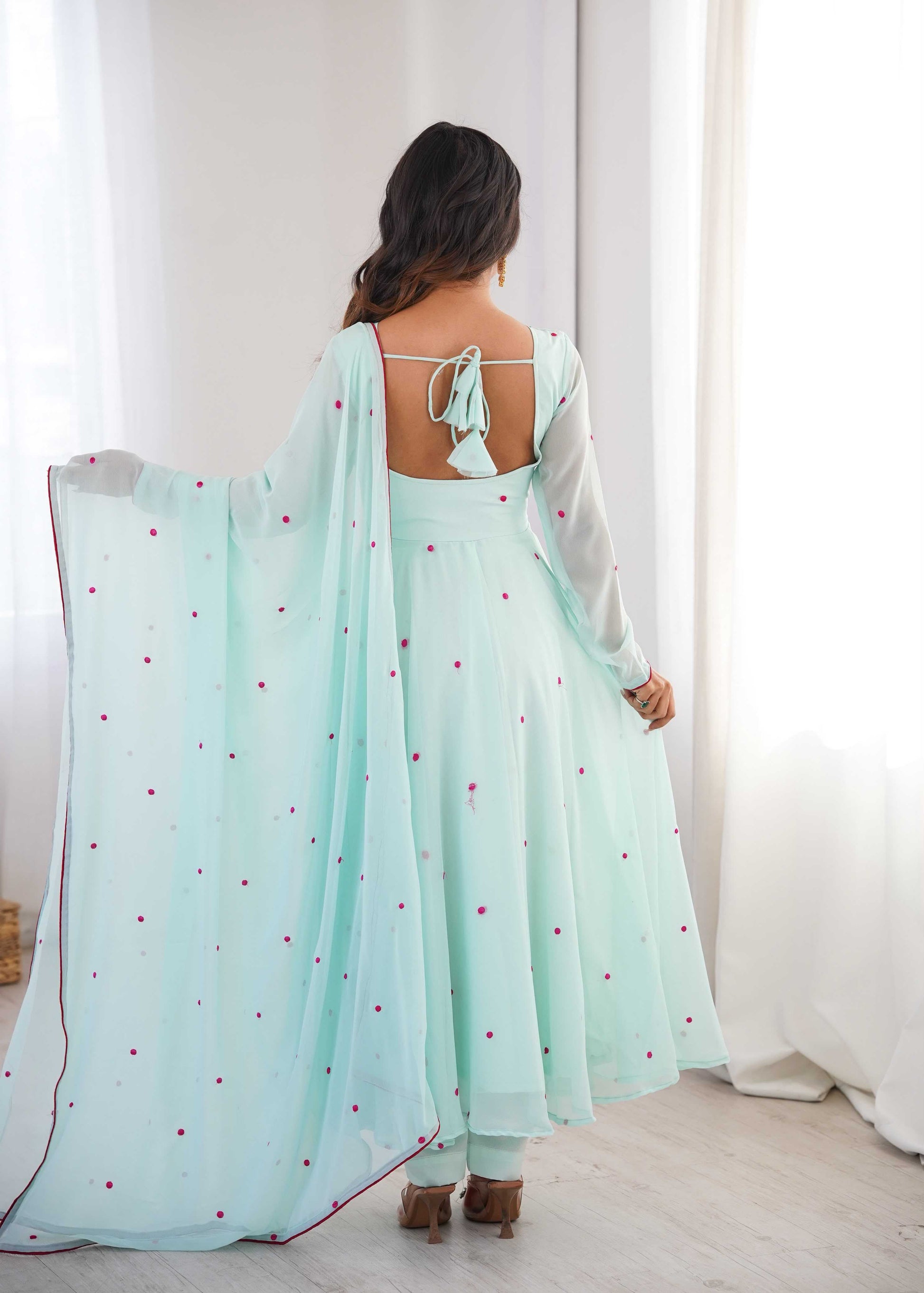 Faux Georgette Embroidery Gown