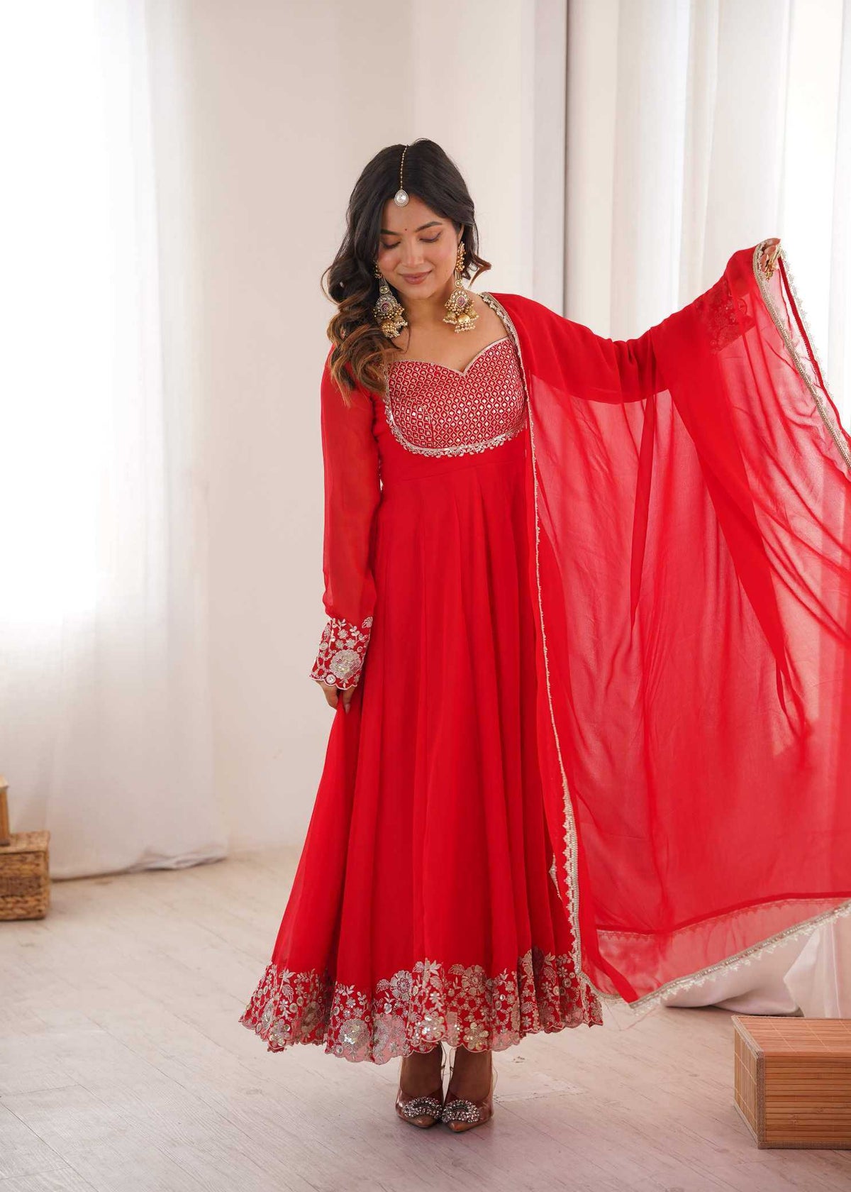 Faux Georgette Embroidery Gown 83