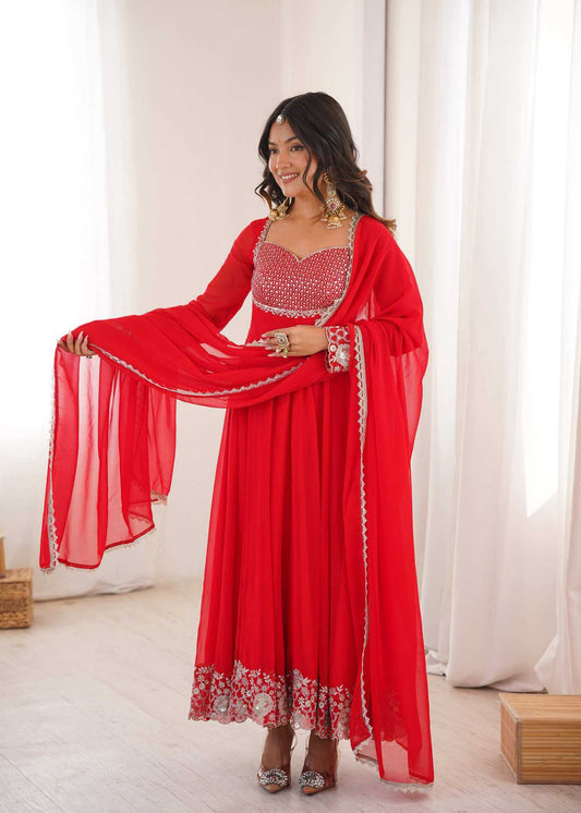 Faux Georgette Embroidery Gown 83