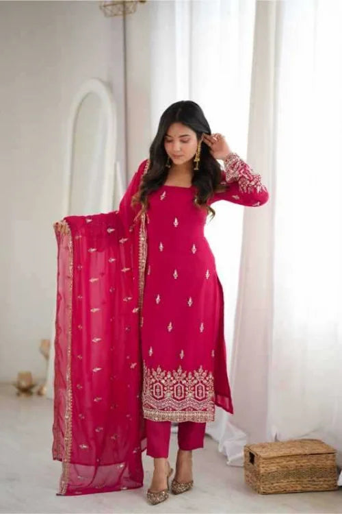 Faux Georgette Embroidery Suit 86