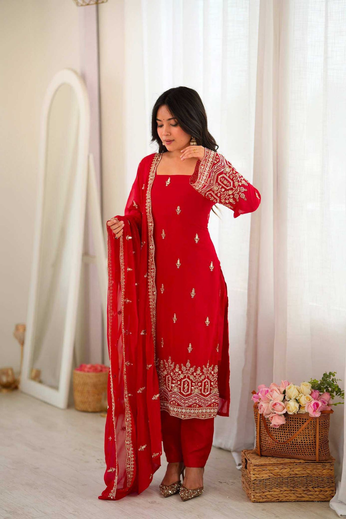 Faux Georgette Ladies Suit 86