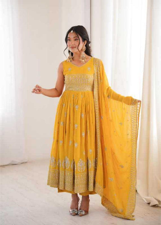 Faux Georgette Embroidery Suit 91