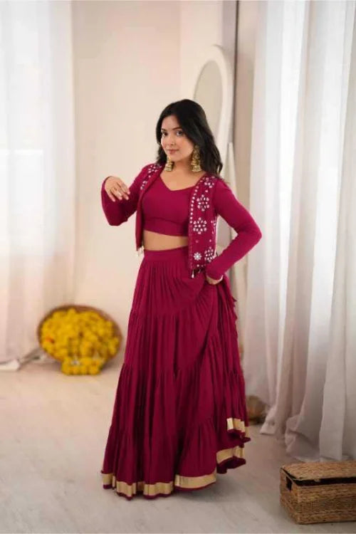 Heavy Rayon Embroidered Lehenga 94