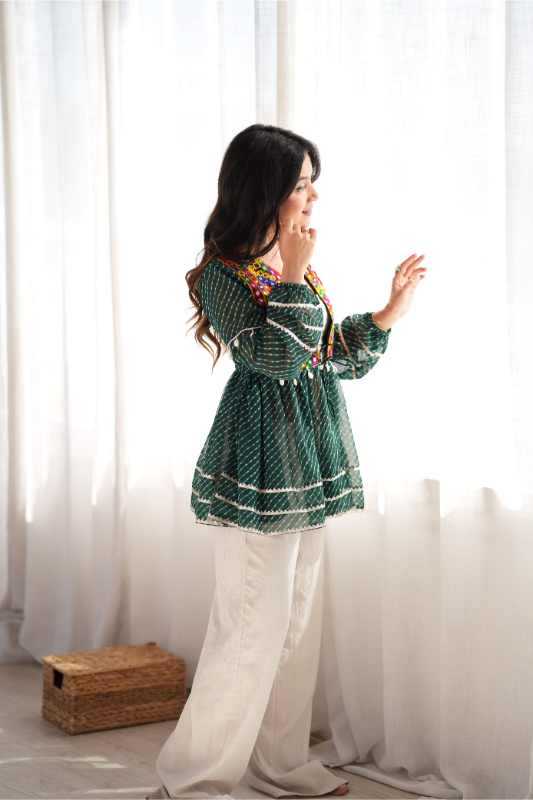 Faux Georgette Printed Kurti in Deep Blue