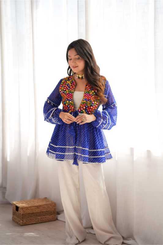 Faux Georgette Printed Kurti in Deep Blue