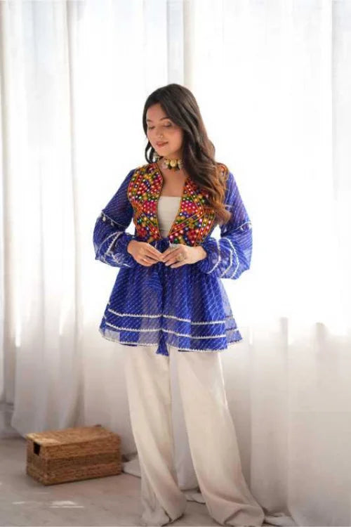 Faux Georgette Printed Kurti in Deep Blue