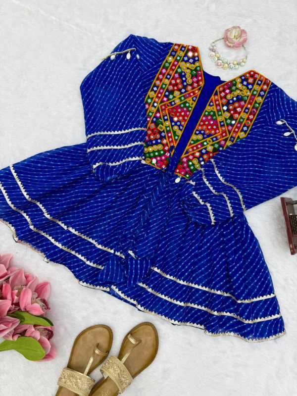 Faux Georgette Printed Kurti in Deep Blue