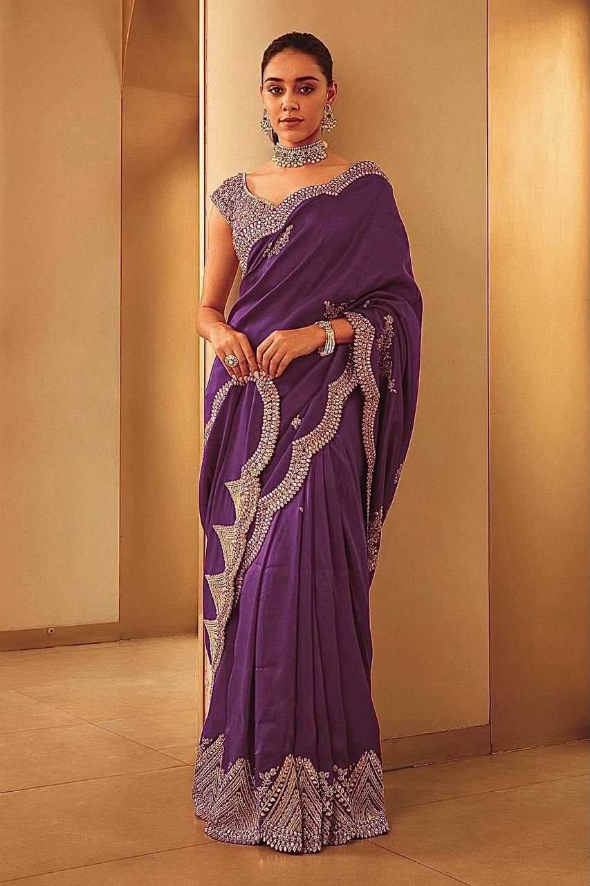 Vichitra Silk Soft Saree in Dark Wine