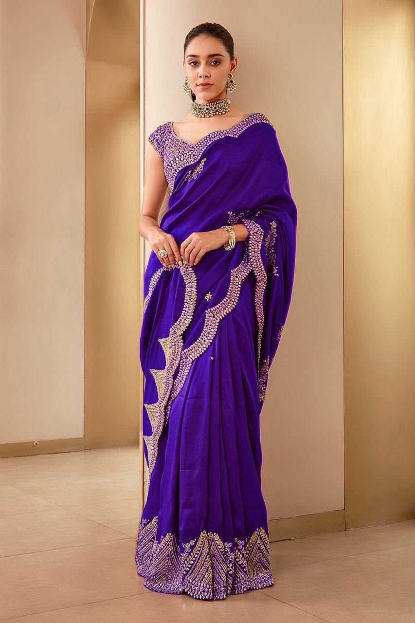 Vichitra Silk Soft Saree in Dark Wine