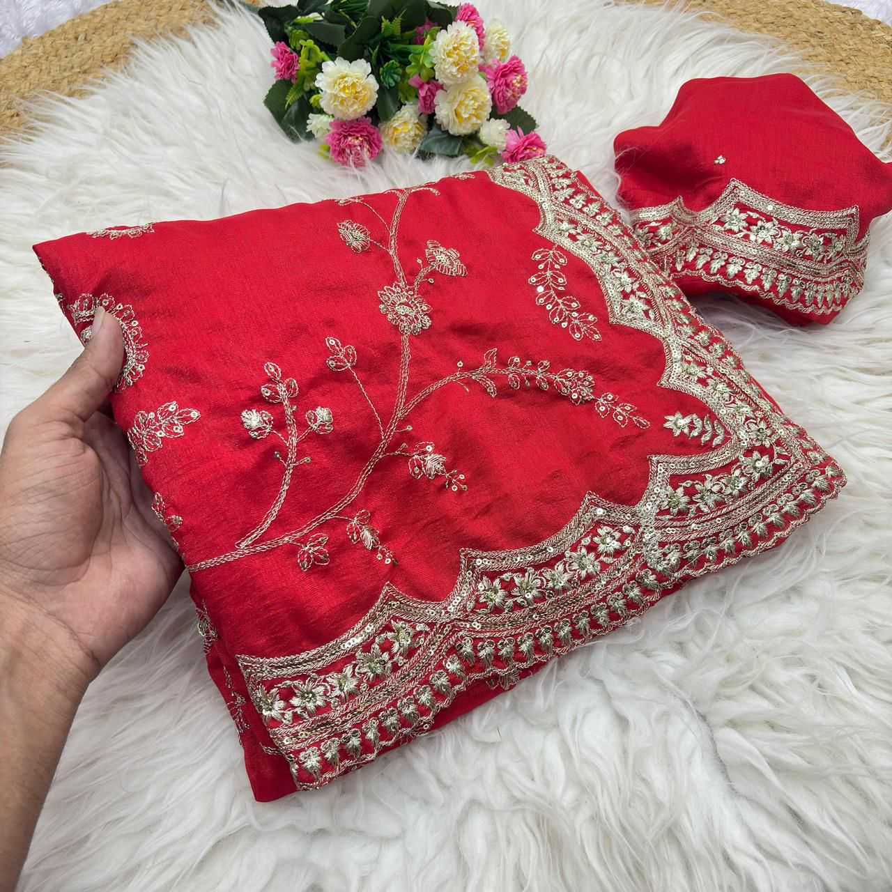 Soft Vichitra Designer Saree