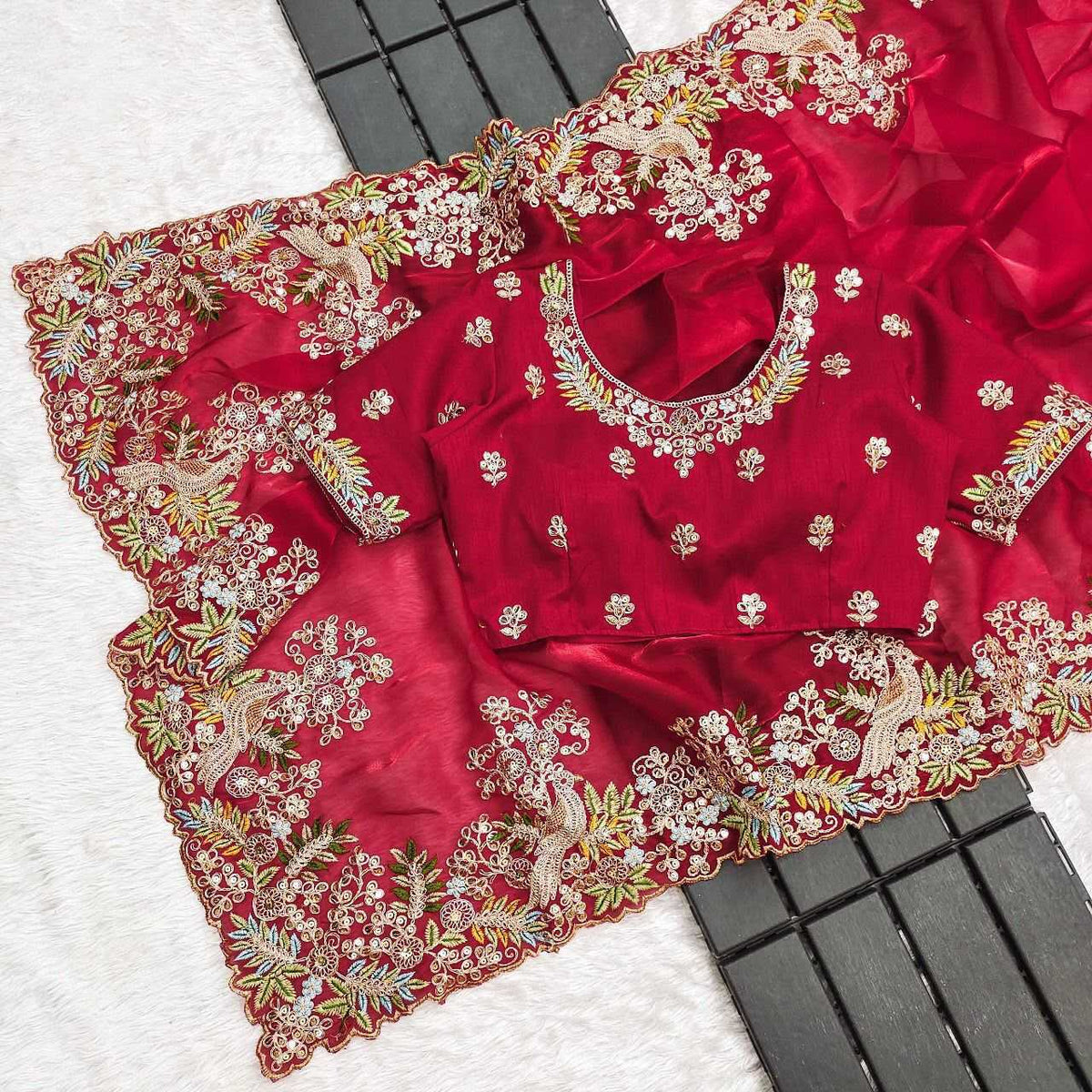 MOR Satin Silk Soft Saree