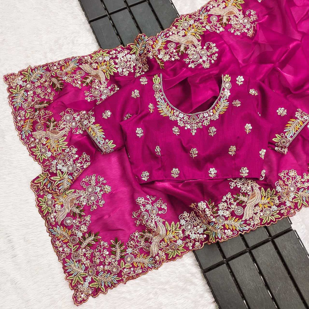 MOR Satin Silk Soft Saree