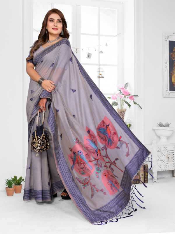 Manchali Cotton Jacquard Saree in Blue