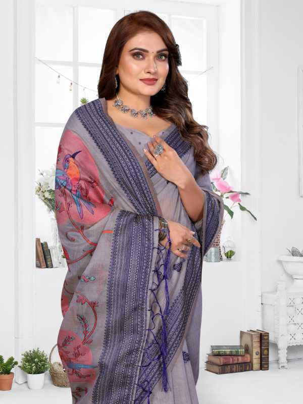 Manchali Cotton Jacquard Saree in Blue