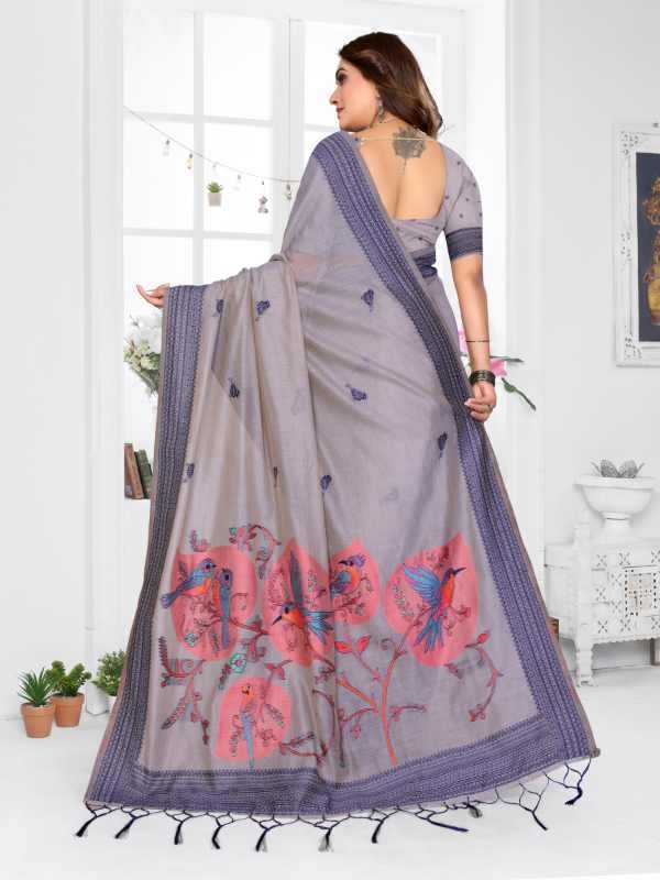 Manchali Cotton Jacquard Saree in Blue
