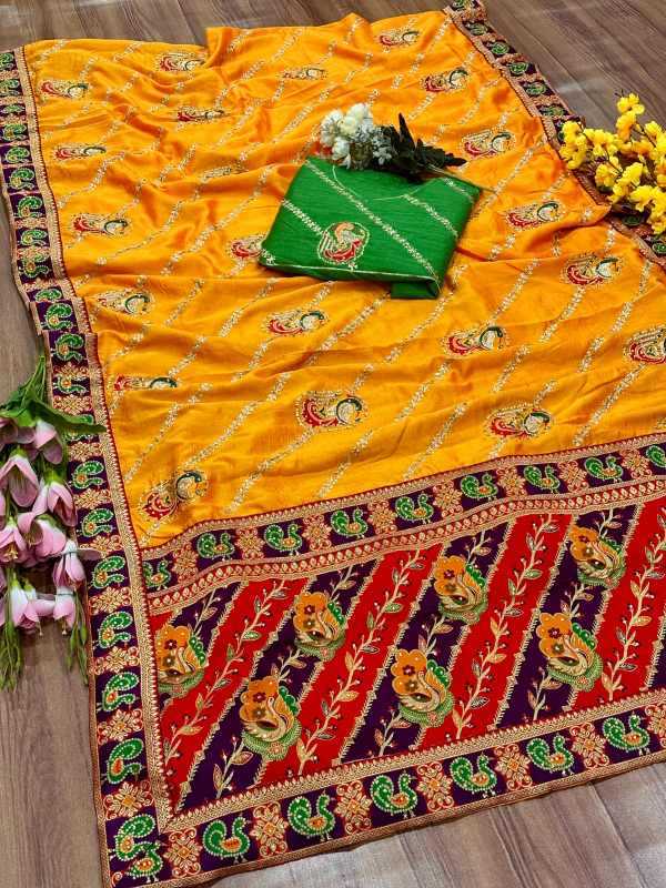 Dola Silk Embroidered Saree