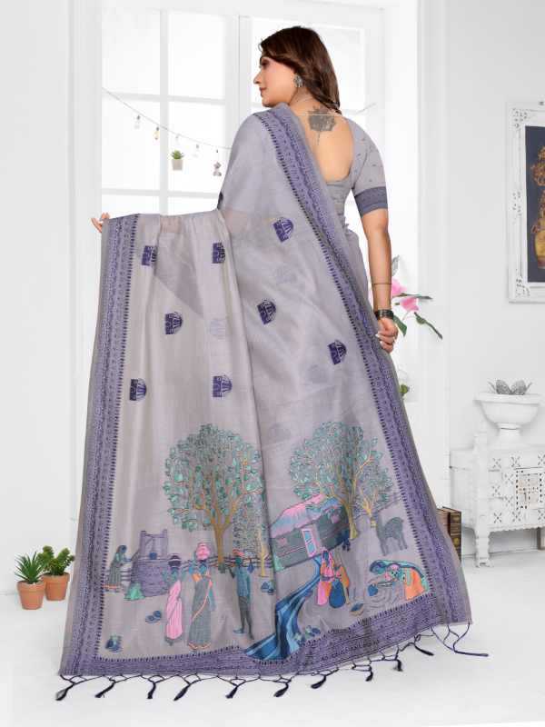 Purva Cotton Jacquard Saree in Peach