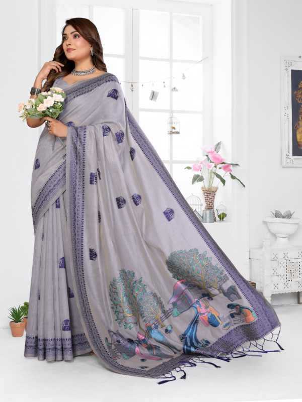 Purva Cotton Jacquard Saree in Peach