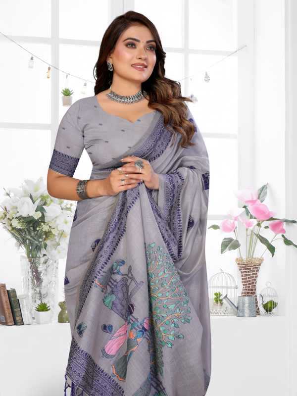 Purva Cotton Jacquard Saree in Peach