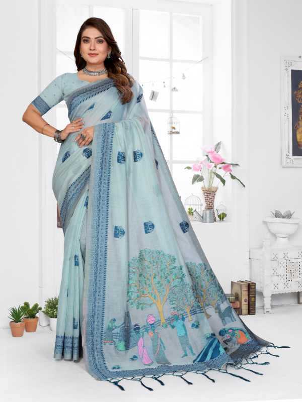 Purva Cotton Jacquard Saree in Peach
