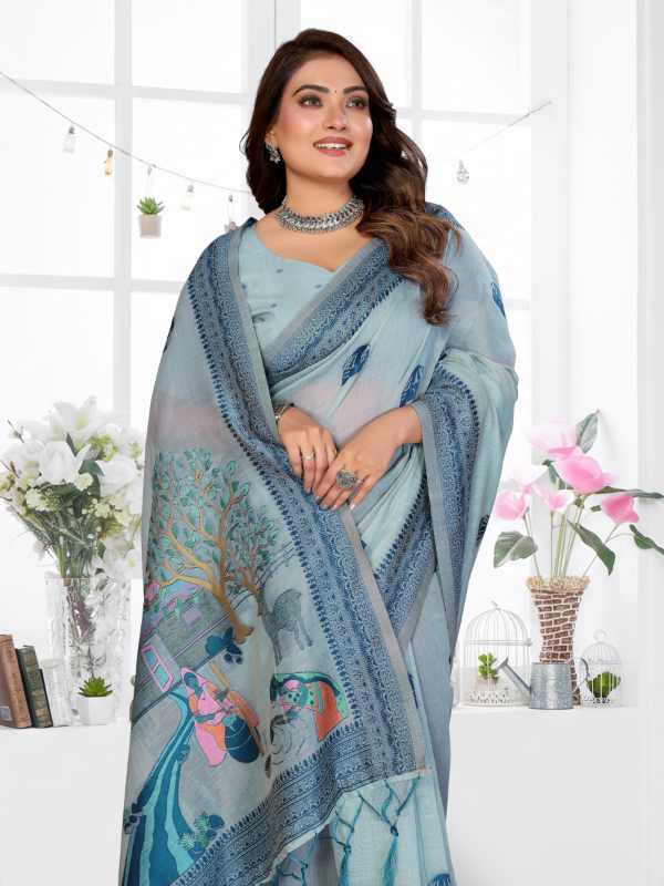 Purva Cotton Jacquard Saree in Peach