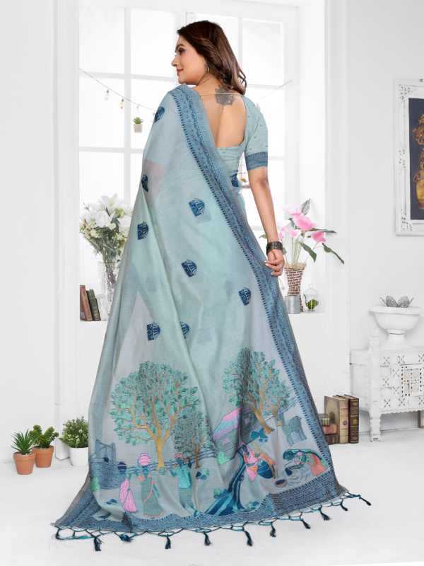Purva Cotton Jacquard Saree in Peach