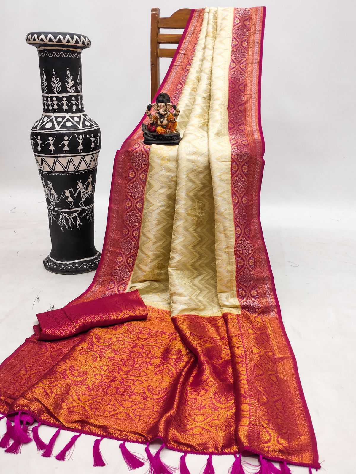 Kanjivaram Silk Leheriya Saree